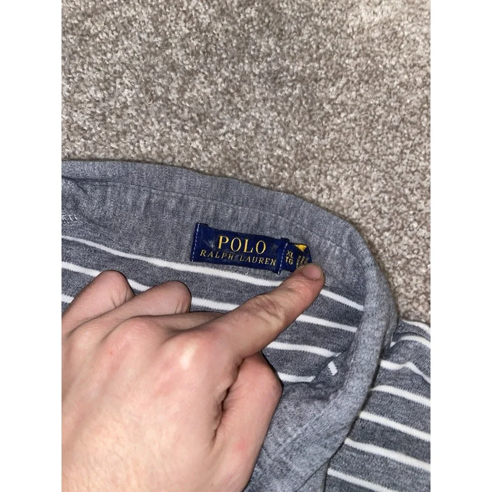 Polo Ralph Lauren Mens‎ XL Striped Gray Polo Shirt Soft Cotton Touch White Pony